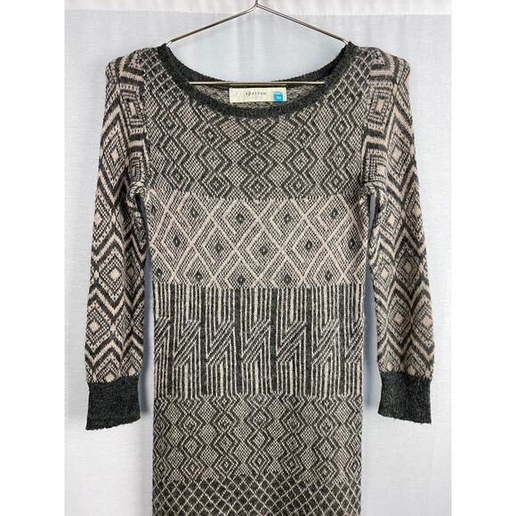 Anthropologie Sweater Dress Politico Maxi Fair Isle Nordic Wool Heritage Cozy - Picture 2 of 5